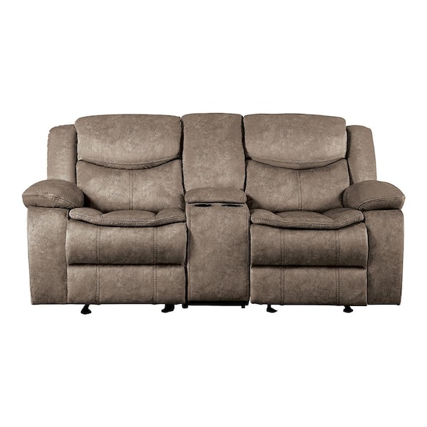 Lazzara Austin 78.5 in. W Brown Microfiber Double Glider Reclining