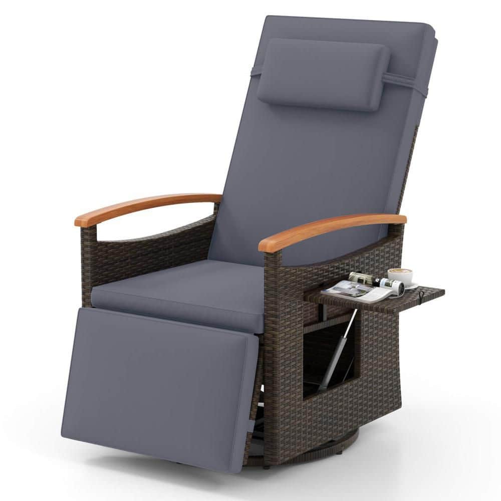 Outdoor 360° Swivel Rattan Recliner Chair Patio Wicker Chaise Lounge Chair Gray price history on PriceWatchPro