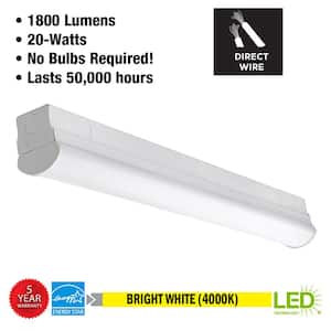 2 ft LED Garage Workshop Ceiling Strip Light Fixture Shop Light Hardwire 1800 Lumens 4000K Bright White (12-Pack)