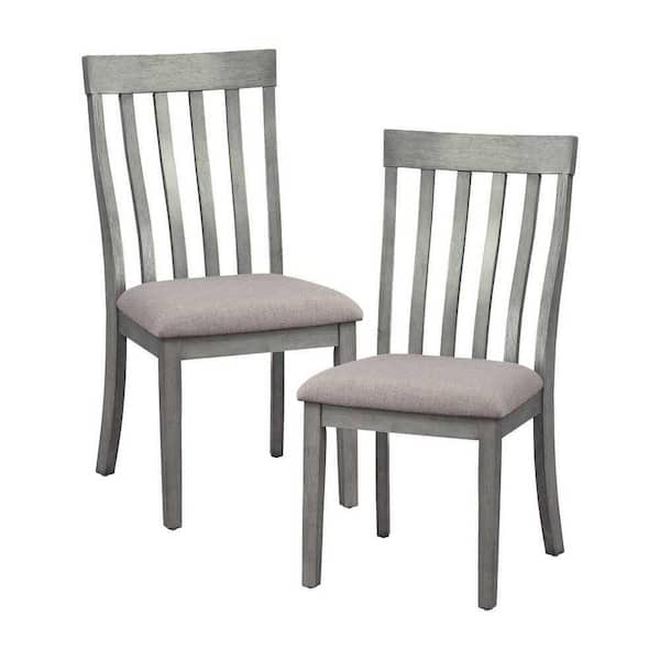EVERGLADE HOME Bellamy Wire Brushed Light Gray Wood Frame and Gray Textured Fabric Dining Chair (Set of 2)