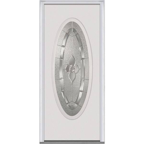 MMI Door 36 in. x 80 in. Master Nouveau Left Hand Large Oval Primed Steel Prehung Front Door