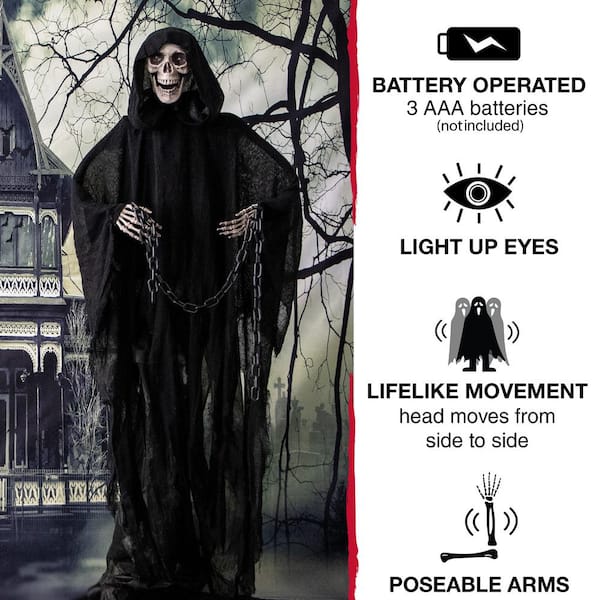 Haunted Hill Farm - 5.5 ft. Animatronic Grim Reaper Halloween Prop