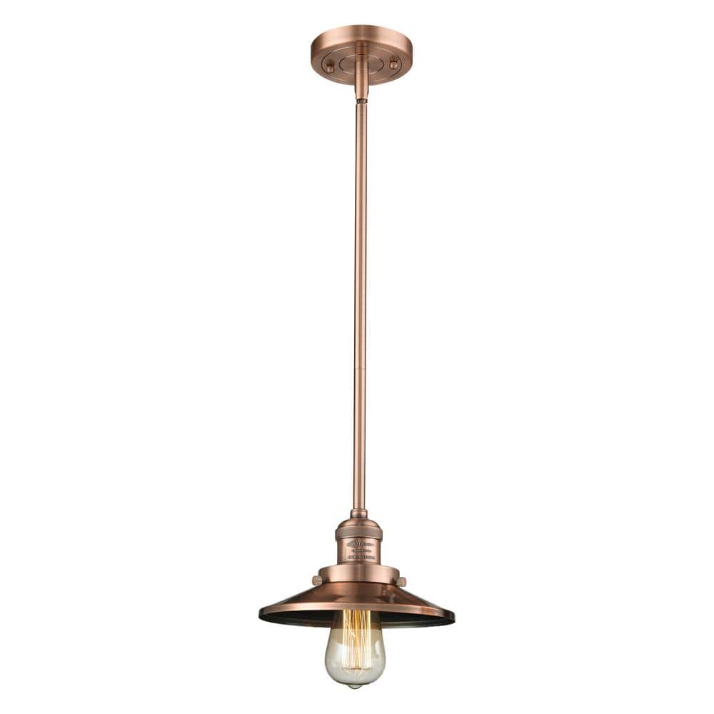 Railroad 60-Watt 1-Light Antique Copper Standard Mini Pendant Light with Metal Shade price history on PriceWatchPro