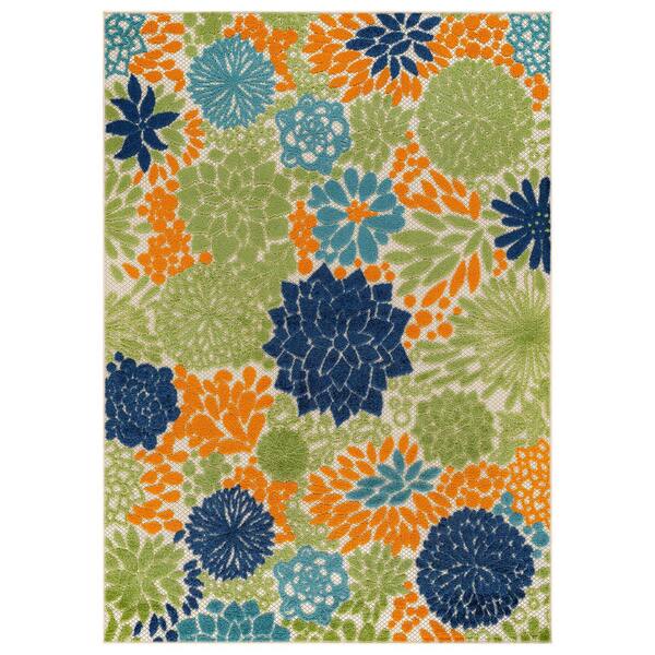 Indoor/Outdoor High-Low Textured, Floral, Easy-Clean Patio Rug 2 ft. x 3 ft. Multi Area Rug