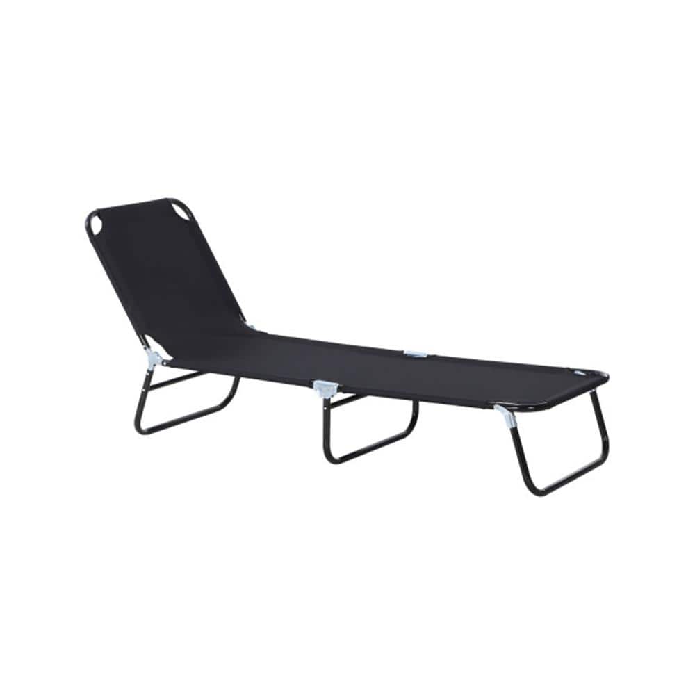 ITOPFOX Outdoor Steel Folding Chaise Lounge with 5-Position Reclining Back, Breathable Mesh Seat in Black