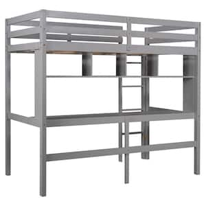 Amelia Gray Twin Loft Bed with Ladder