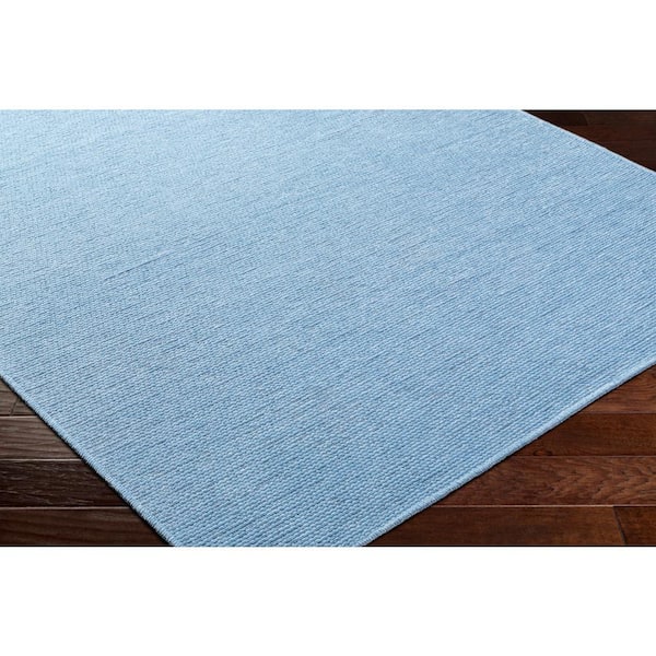 Quebec Aqua Solid 3 ft. x 7 ft. Indoor Machine-Washable Runner Area Rug