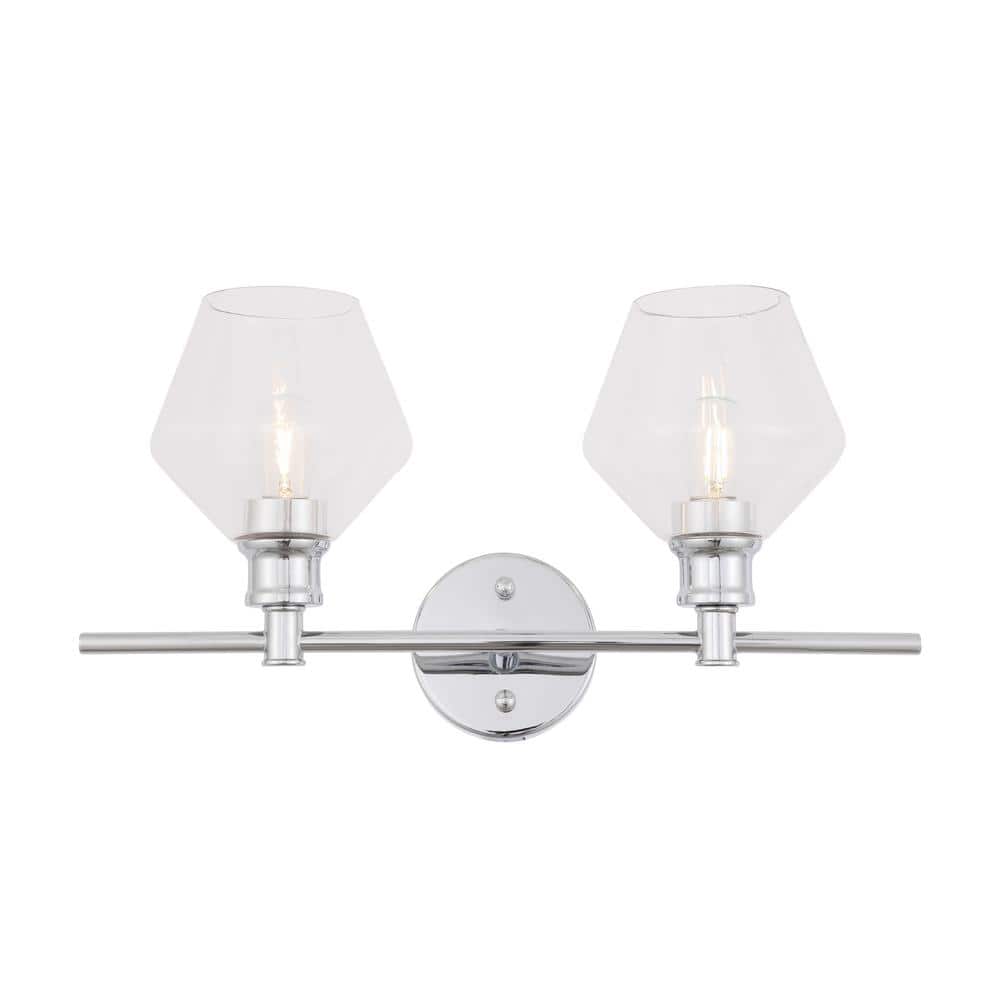 Timeless Home Grant 19.1 in. W x 10.2 in. H 2-Light Chrome and Clear Glass 