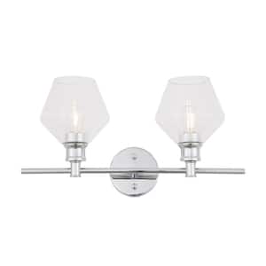 Timeless Home Grant 19.1 in. W x 10.2 in. H 2-Light Chrome and Clear Glass Wall Sconce