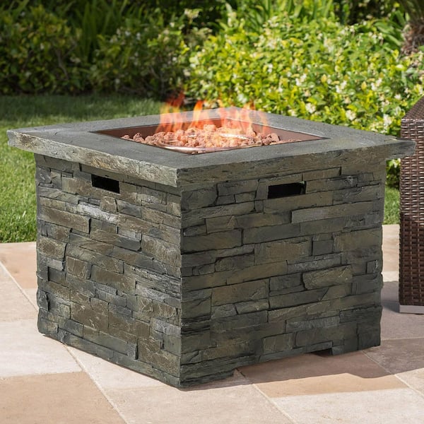 33 in. Stone Gray Circular Propane Outdoor Fire Pit