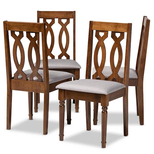 Baxton Studio Cherese Grey and Walnut Fabric Dining Chair (Set of 4)