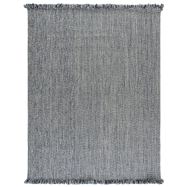 Braided 8 ft. x 10 ft. Navy Textured Washable Area Rug