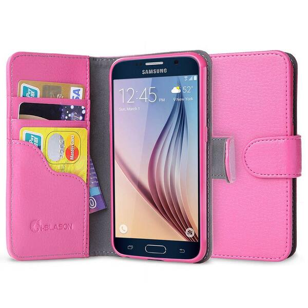 i-Blason Leatherbook Wallet Case for Samsung Galaxy S6, Pink