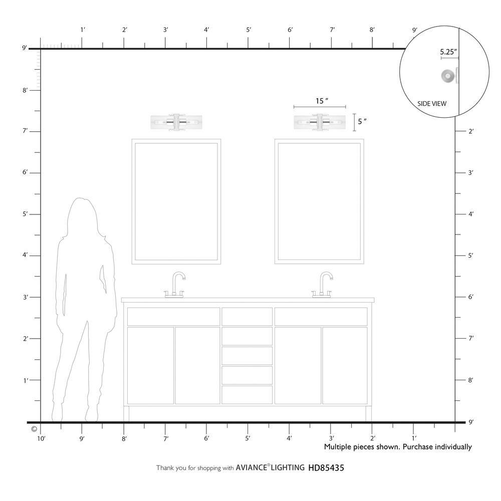Clarion Brushed Nickel 2-Light Vanity with Clear Glass Shades