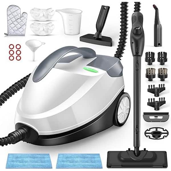 Commercial Corded Steam Cleaner for Floors, Couch, Tile, Grout and Car in White with Chemical-Free Heavy Duty Cleaning