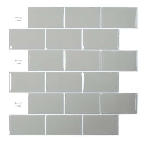 Yipscazo 10 in. x 11.8 in. Pure Gray Thin Vinyl Peel and Stick Backsplash Tiles for Kitchen (20-Pack/16.39 sq. ft.)