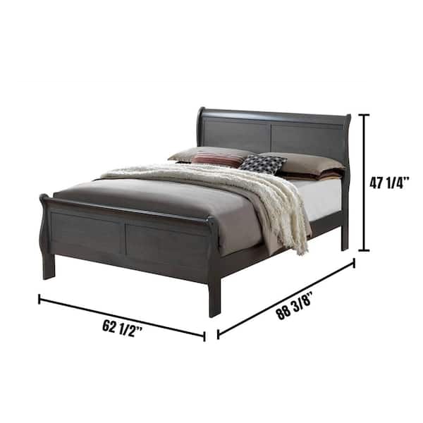 Louis Philippe III Gray Queen Bed