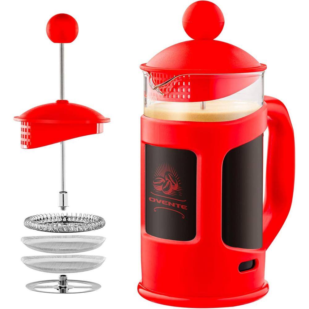1.5 Cup Red Glass French Press Coffee Maker with 4 Level Mesh Filter price history on PriceWatchPro