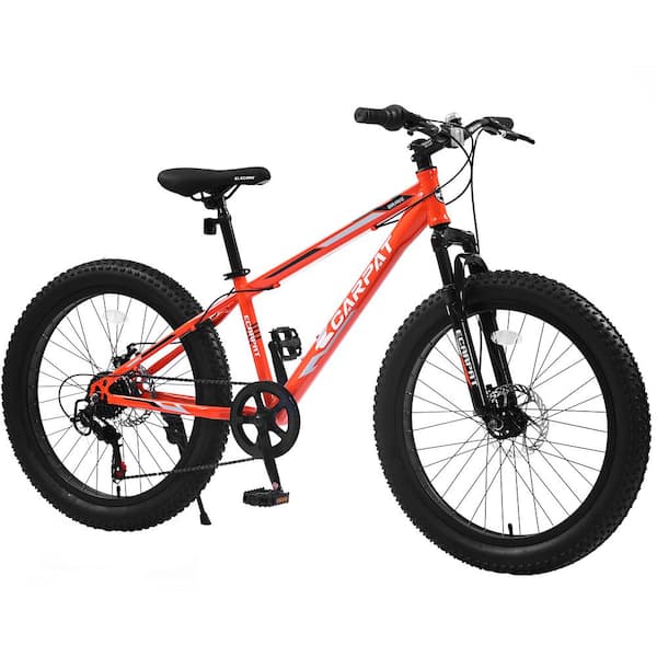 leven Leeds Toegepast Afoxsos Red/Gray 24 Inch Fat Tire Mountain City Bike with High-Carbon Steel  Frame, Full Shimano 7 Speeds, Dual Disc Brake HDMX3012 - The Home Depot