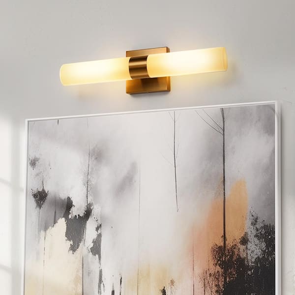 18 In. 2-Light Modern Gold Wall Sconce for Bathroom Bedroom Hallway with Double Tube Design Elegant Up and Down Lighting