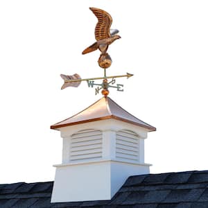 18 in. x 18 in. x 52 in. Coventry Vinyl Cupola with Copper Eagle Weathervane