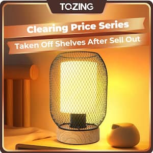 9 in. Modern Uplight Desk Lamp Iron Acrylic Double Layer Lampshade Wooden Base Rocker Switch (Dimmable Bulb Included)