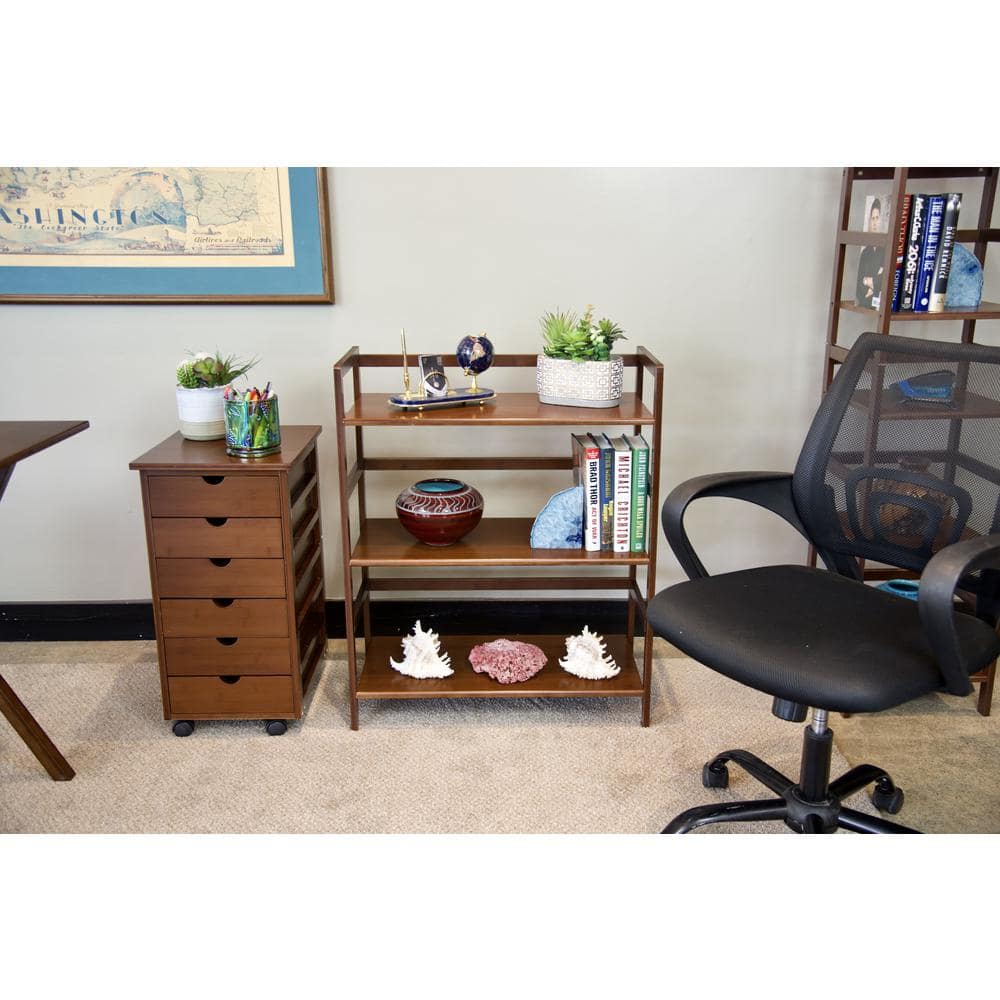 Caramel Bamboo 3-Tier Stackable Bookshelf with Rounded Edges
