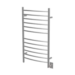 Radiant Large Curved 12-Bar Hardwired Electric Towel Warmer in Polished Stainless Steel