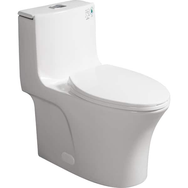 23T02-GW 1-Piece 1.1/1.60 GPF Dual Flush Elongated Round Toilet in Glossy White, Seat Included