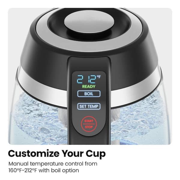 Zeegma KETLEE CONTROL Geavanceerde Elektrische Waterkoker met Display, 1,6L 1500W, Precieze Temperatuurregeling 20-100°C, Waterzuivering (Ontchloren), Warmtebehoud, Elegant en Veilig