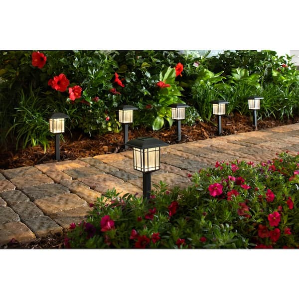Hampton Bay Solar Black Outdoor Integrated LED 3000K 6-Lumens Landscape Pathway Light (6-Pack)