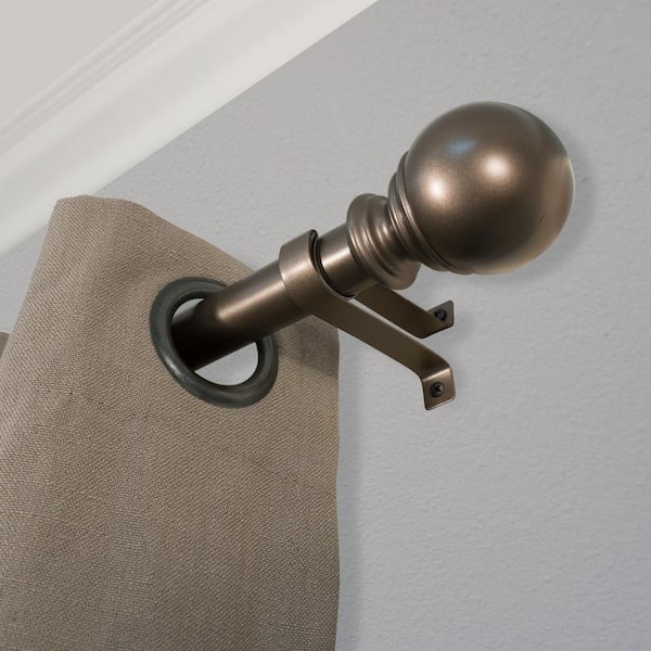 Ball 72 in. - 144 in. Adjustable Curtain Rod 1 in. in Bronze with Finial