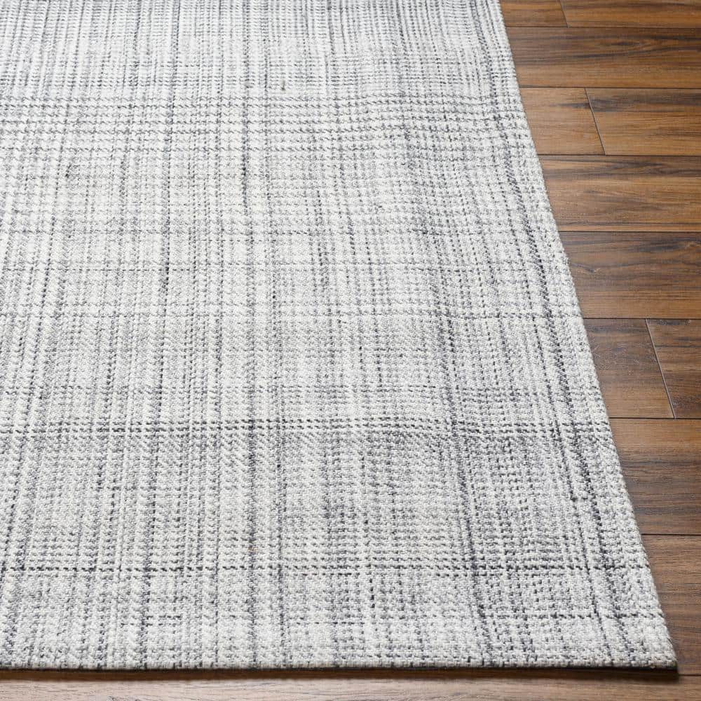 Sammy Slate Plaid Hand-Woven Black and Gray Wool Rug