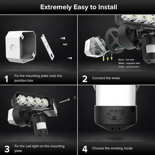 SANSI 36W 180-Degree Black Motion Sensor Dusk to Dawn Outdoor LED