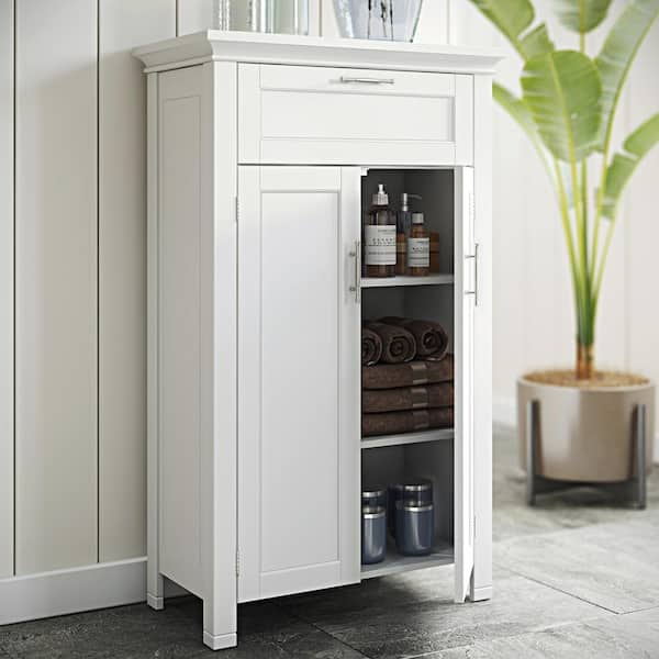 Somerset 23-3/4 in. W x 40 in. H x 12 in. D 2-Door Bathroom Storage Cabinet with Drawer and Adjustable Shelf in White