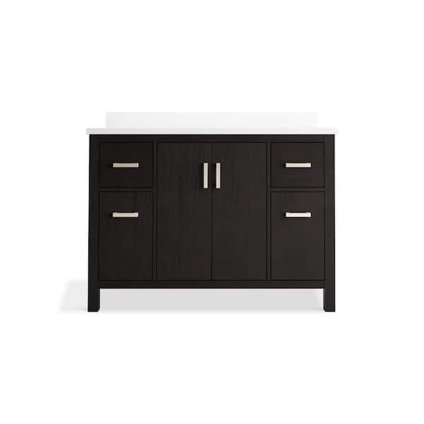 KOHLER Kresla 49.02in. Single Sink Freestanding Carbon Oak Bath Vanity with White Quartz Top Assembled