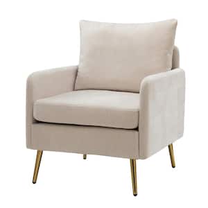 Magnesia Ivory Armchair with Adjustable Metal Legs and Removable Cushion