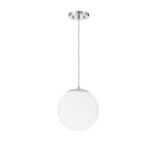 Gaze 60-Watt 1-Light Chrome Finish Dining/Kitchen Island 10 in. Pendant w/ Frost White Glass Shade No Bulbs Included