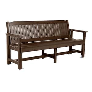 Exeter 77 in. 3-Person Weathered Acorn Plastic Outdoor Bench