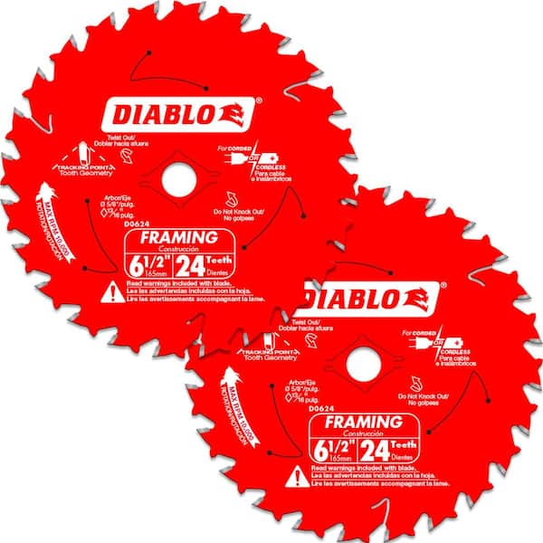 Diablo 7-1/4" Framing SAW BLADE 24 Teeth Carbide Tip Titanium Wet Lumber D0724A 