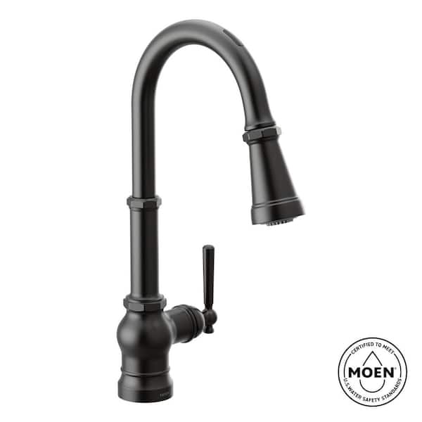 Paterson Single-Handle Smart Touchless Pull Down Sprayer Kitchen Faucet with Voice Control & Power Boost in Matte Black