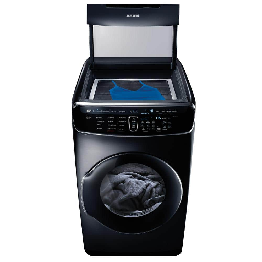 Samsung 7.5 Total cu. ft. Electric FlexDry Dryer with Steam in Black Stainless