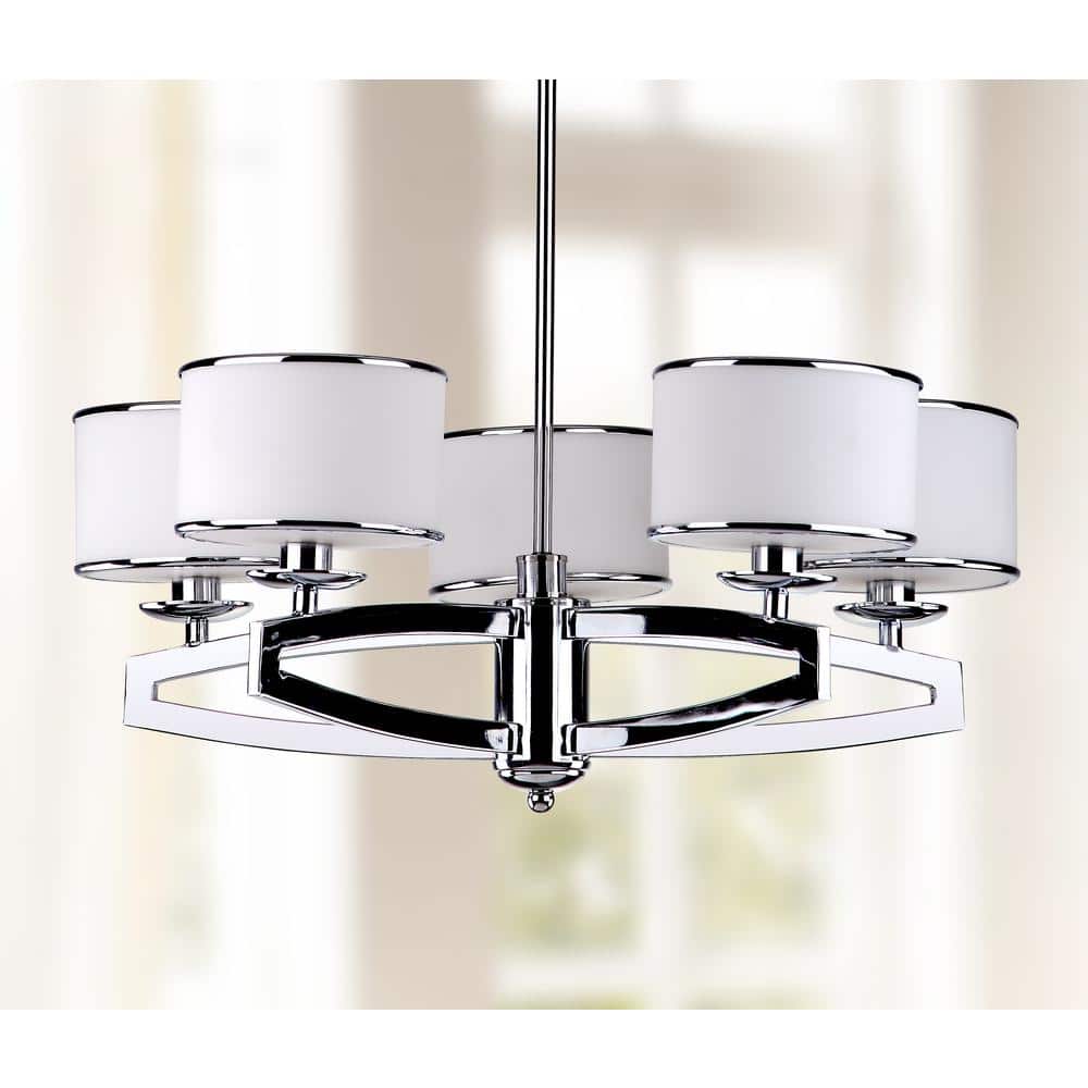 Lenora 25" Chrome Glass Drum Pendant Light