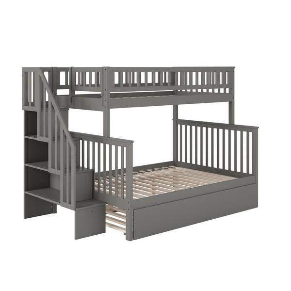 Atlantic Furniture Woodland Staircase, Wood Bunk Beds Twin Over Full With Trundle Bed