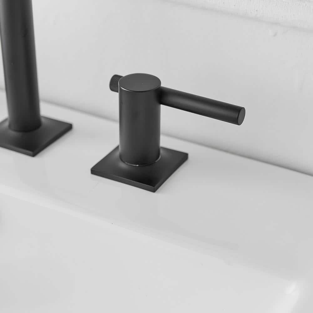 Matte Black 8-Inch Widespread Double Handle Bathroom Faucet
