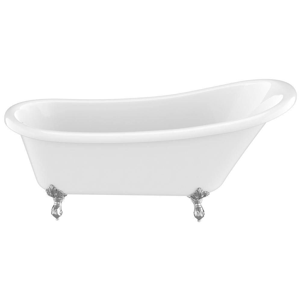 Diamante 67'' White Acrylic Clawfoot Slipper Bathtub