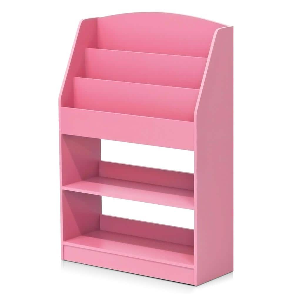 Laminated Pink Freestanding Kids Bookshelf with 5 Shelves