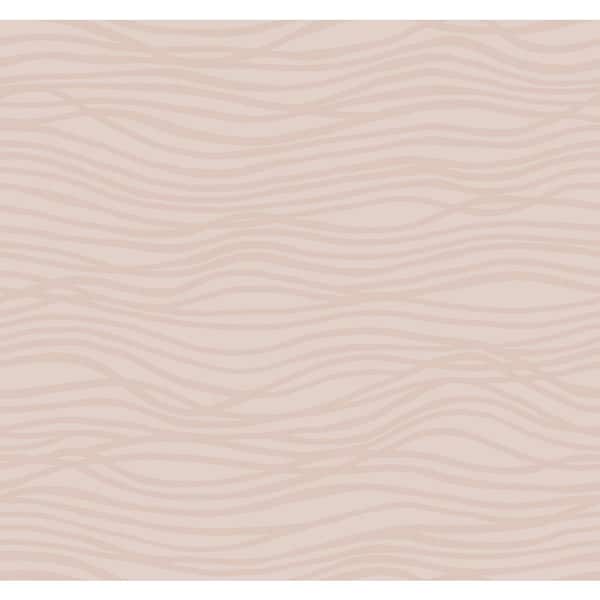A-Street Prints Galyn Pink Rose Gold Pearlescent Wave Textured Paper Non-Pasted Wallpaper