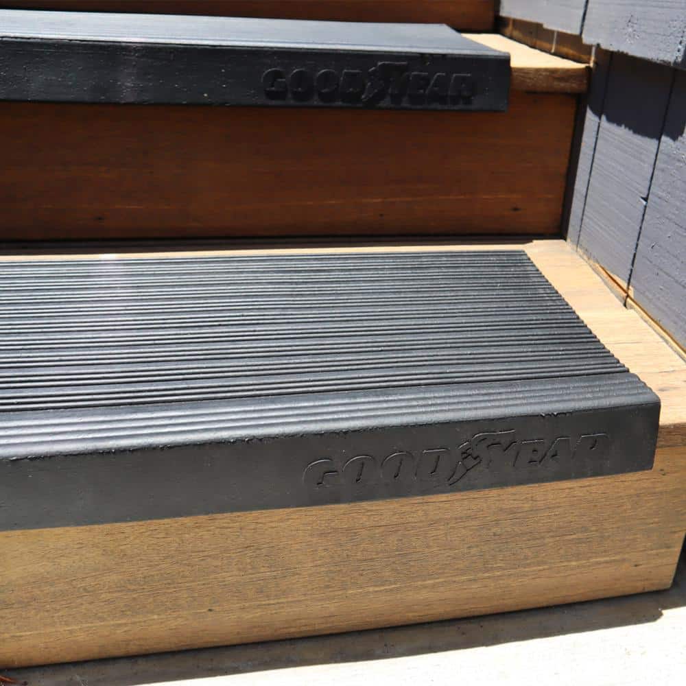 Goodyear Black Rubber Non-Slip Stair Treads 9.75" x 29.75" (6 Pack)