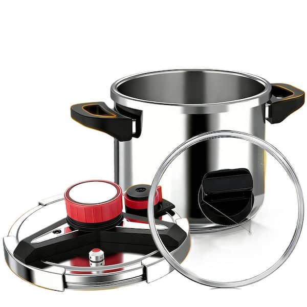 3-In-1 12 qt. Stainless Steel Explosion-Proof Pressure Cooker, One-Hand Locking, Steamer Rack Included